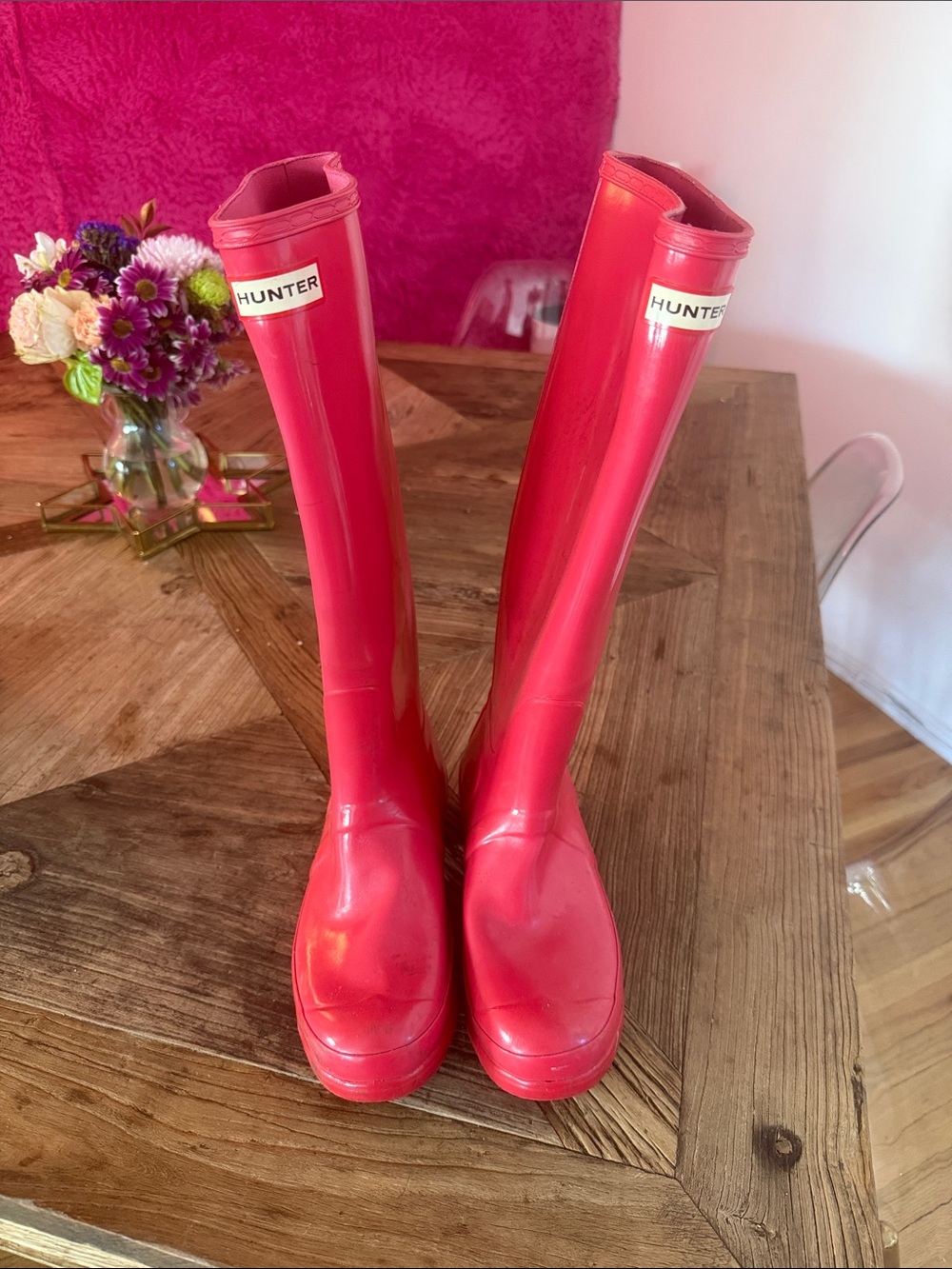 Hunter Women's Tall Glossy Red Rain Boots